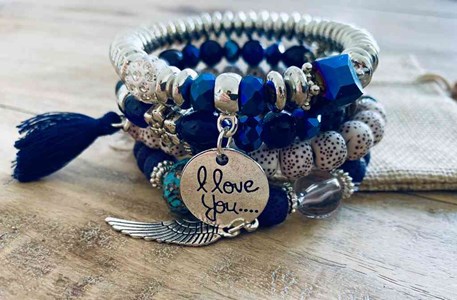 Bracelet amour et fantaisies bleu